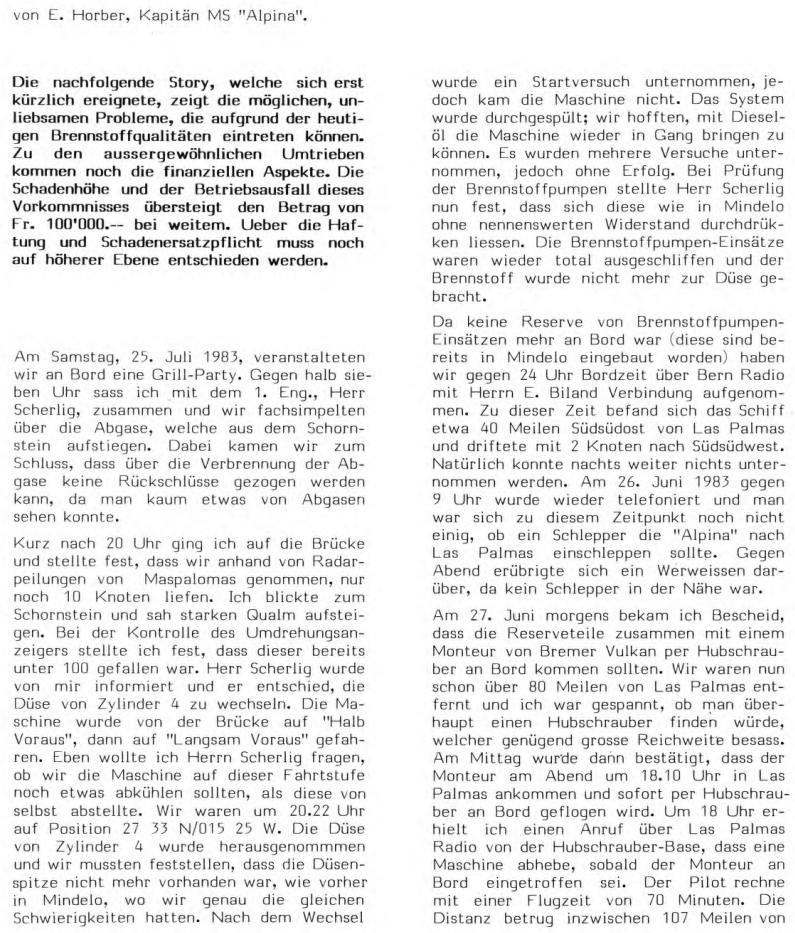 Maschinenschaden auf hoher See